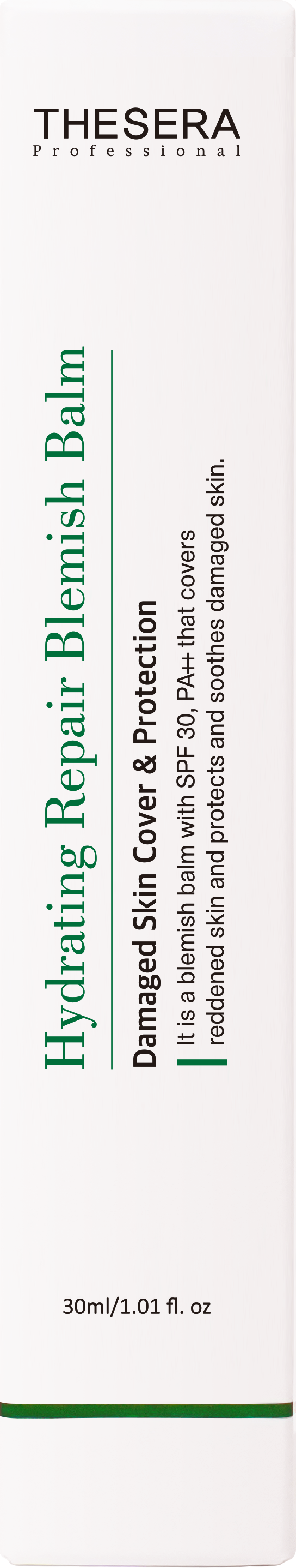 THESERA HYDRATING REPAIR BLEMISH BALM VEIDO KREMAS SU SPALVA SPF 30, 30 ML (1 ATSPALVIS - ŠVIESESNIS, 2 ATSPALVIS - TAMSESNIS)