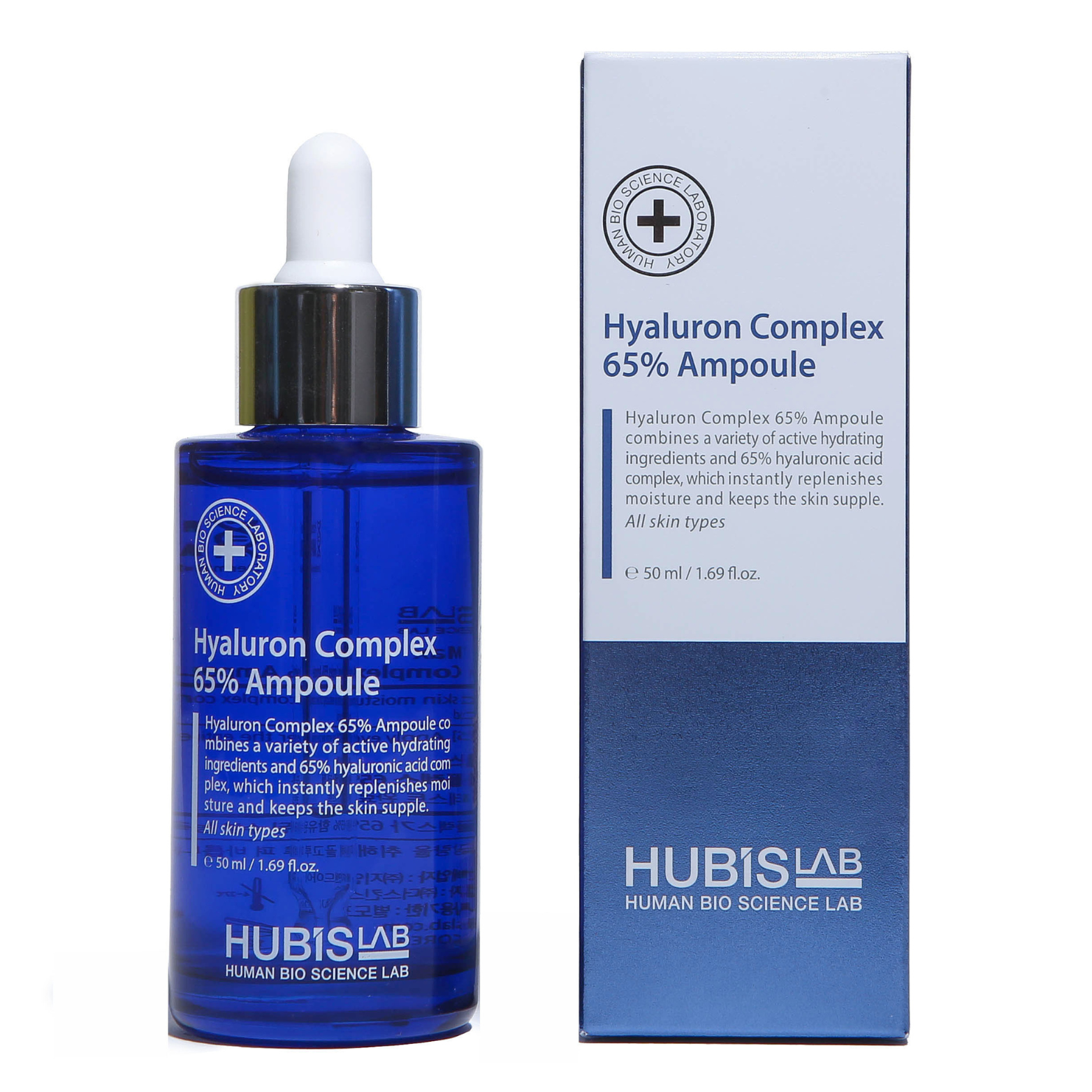 HUBISLAB AMPULĖ SU 65% HIALURONO RŪGŠTIES KOMPLEKSU, 50 ML